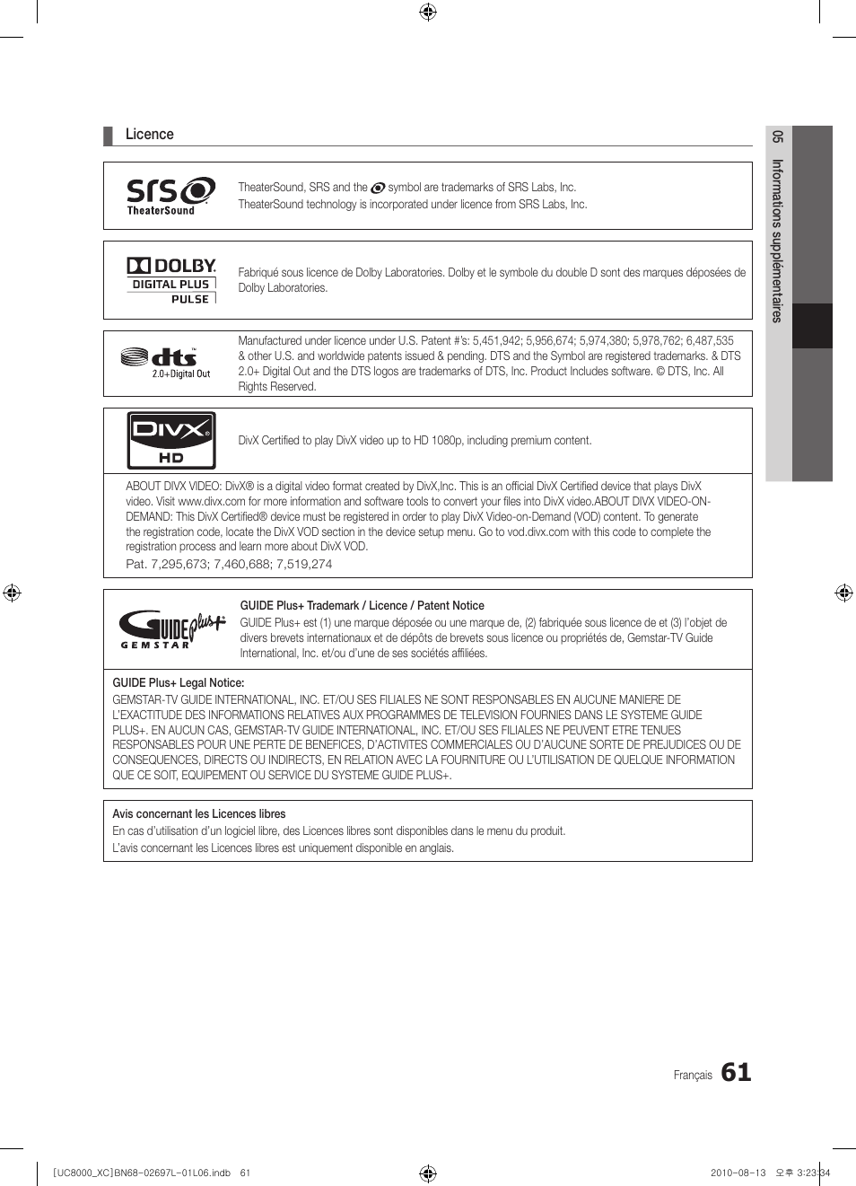 Samsung UE65C8000XW User Manual | Page 123 / 374