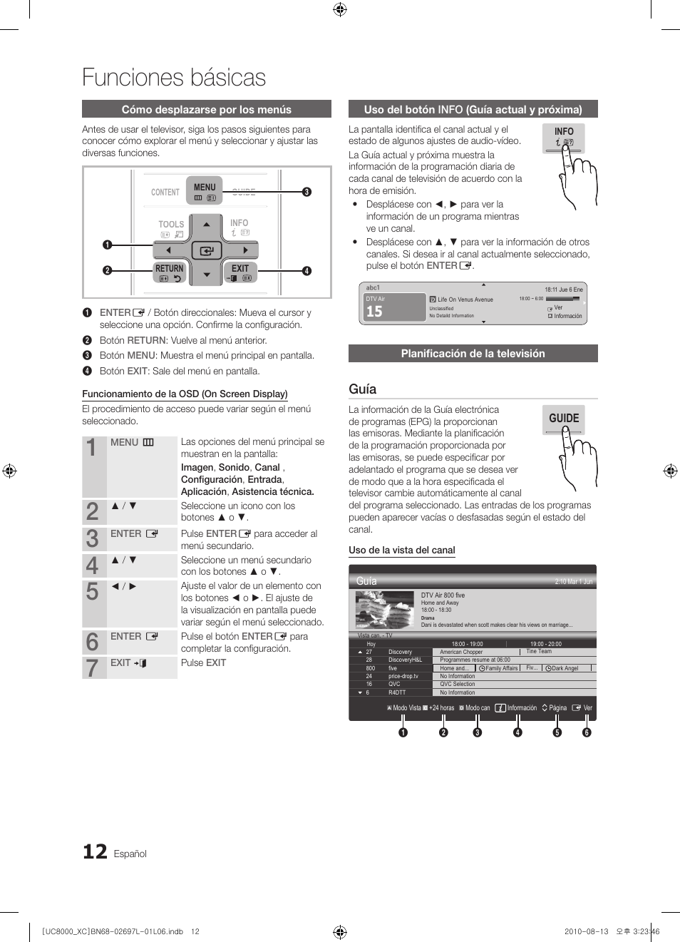 Funciones básicas, Guía | Samsung UE65C8000XW User Manual | Page 136 / 374