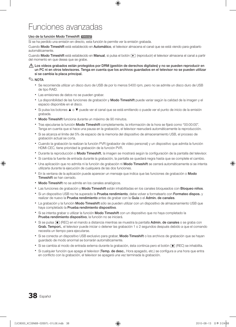 Funciones avanzadas | Samsung UE65C8000XW User Manual | Page 162 / 374