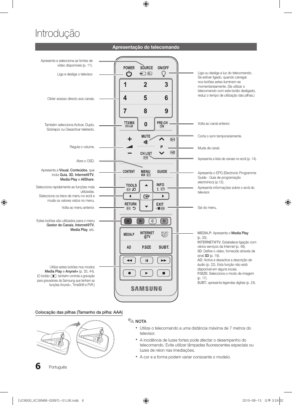 Introdução | Samsung UE65C8000XW User Manual | Page 192 / 374