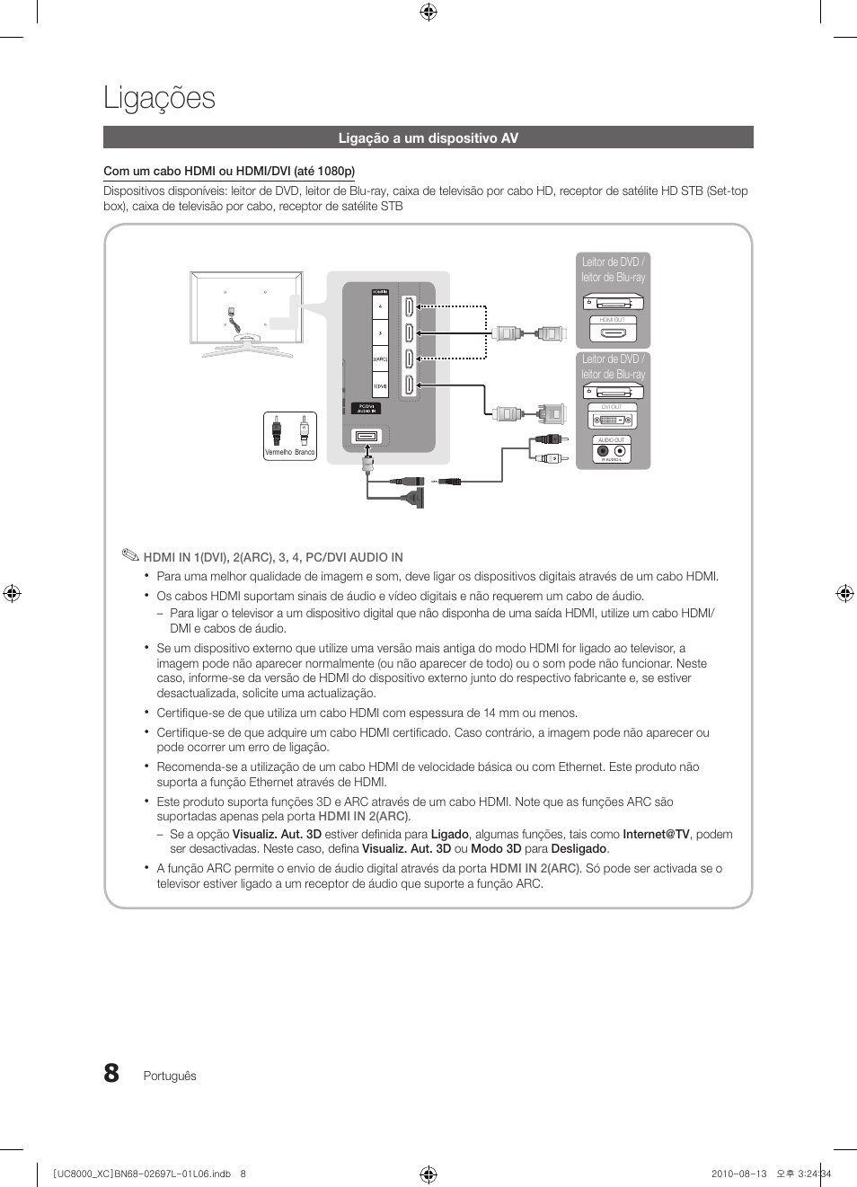 Ligações | Samsung UE65C8000XW User Manual | Page 194 / 374