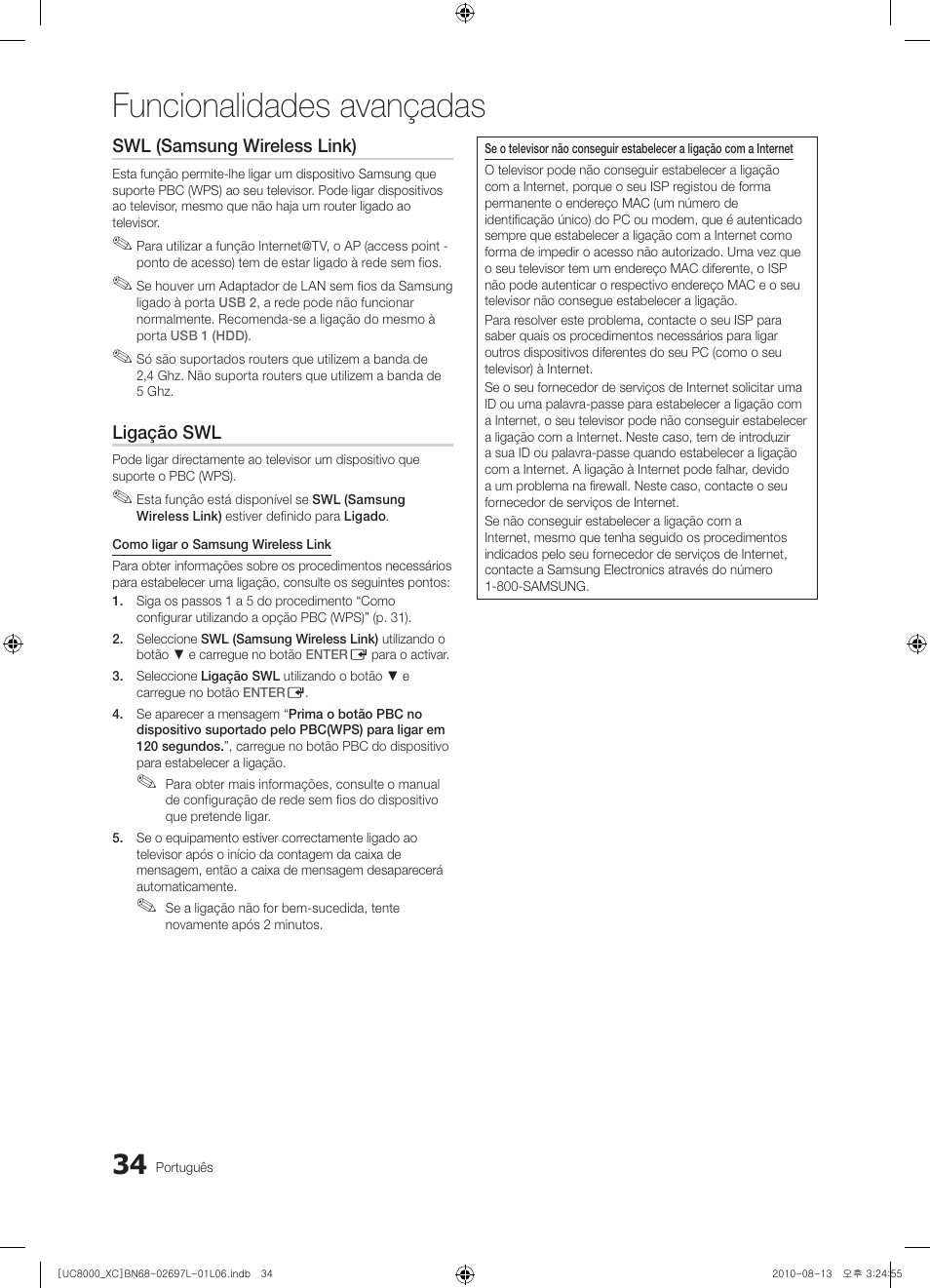 Funcionalidades avançadas | Samsung UE65C8000XW User Manual | Page 220 / 374