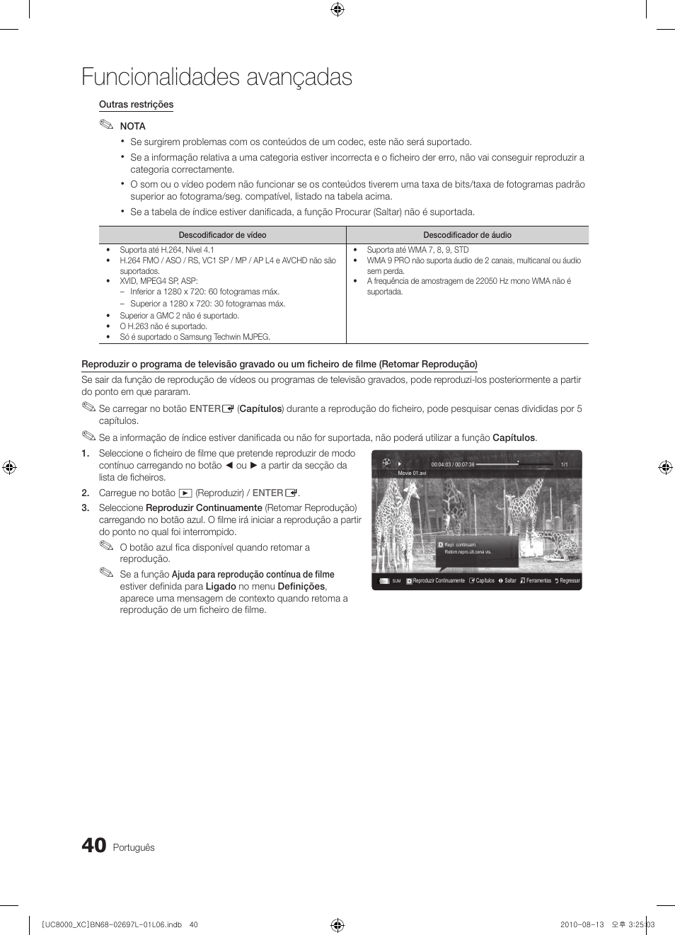 Funcionalidades avançadas | Samsung UE65C8000XW User Manual | Page 226 / 374