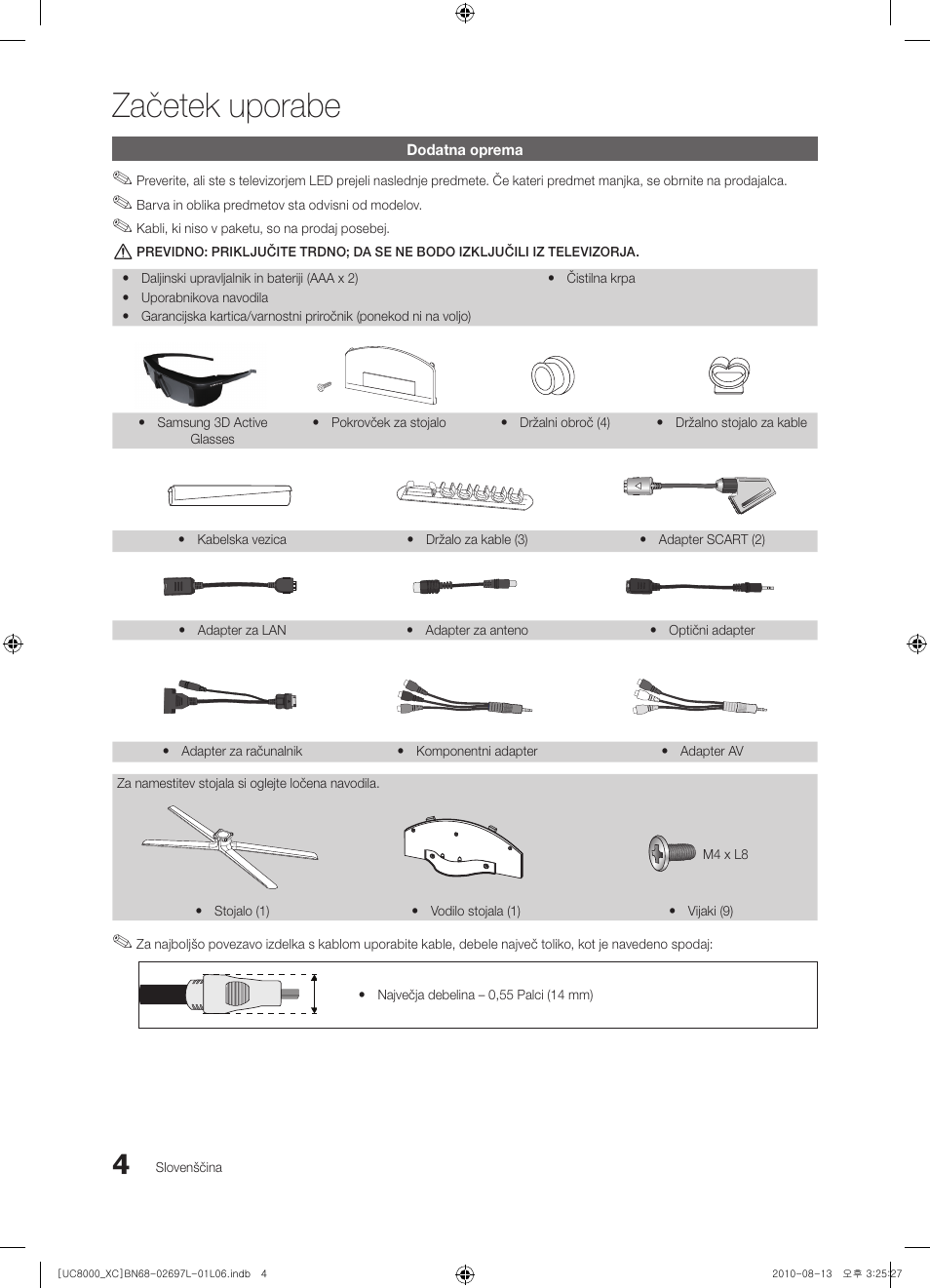 Začetek uporabe | Samsung UE65C8000XW User Manual | Page 252 / 374