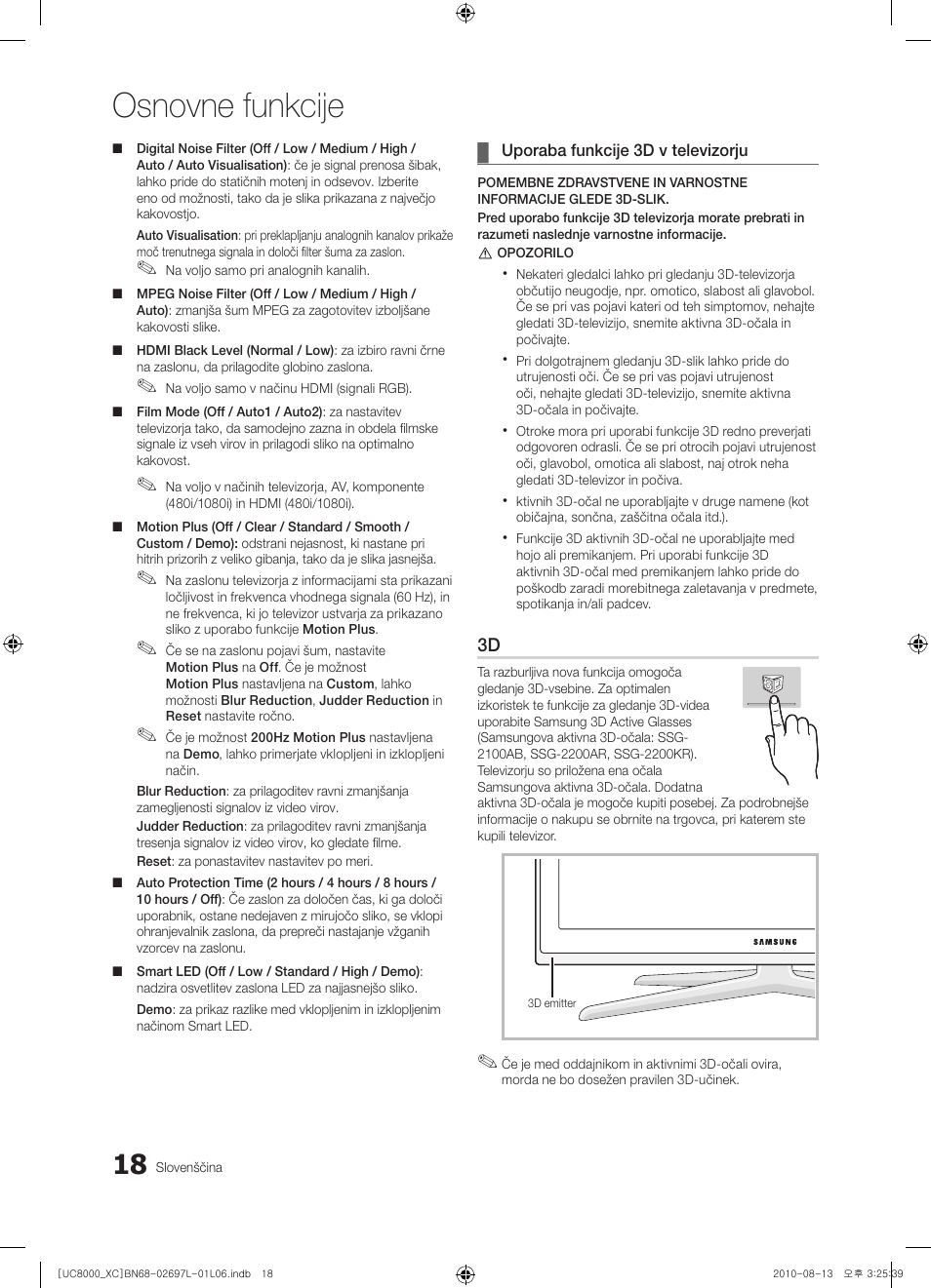 Osnovne funkcije | Samsung UE65C8000XW User Manual | Page 266 / 374