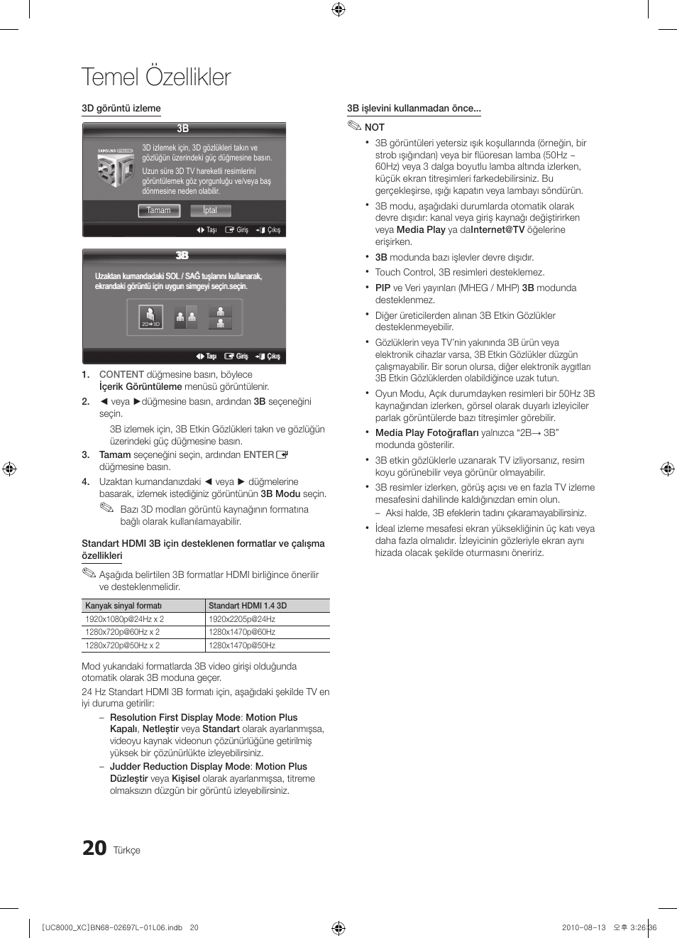 Temel özellikler | Samsung UE65C8000XW User Manual | Page 330 / 374