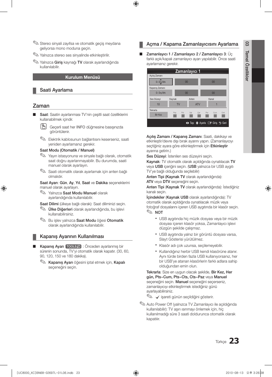 Zaman | Samsung UE65C8000XW User Manual | Page 333 / 374