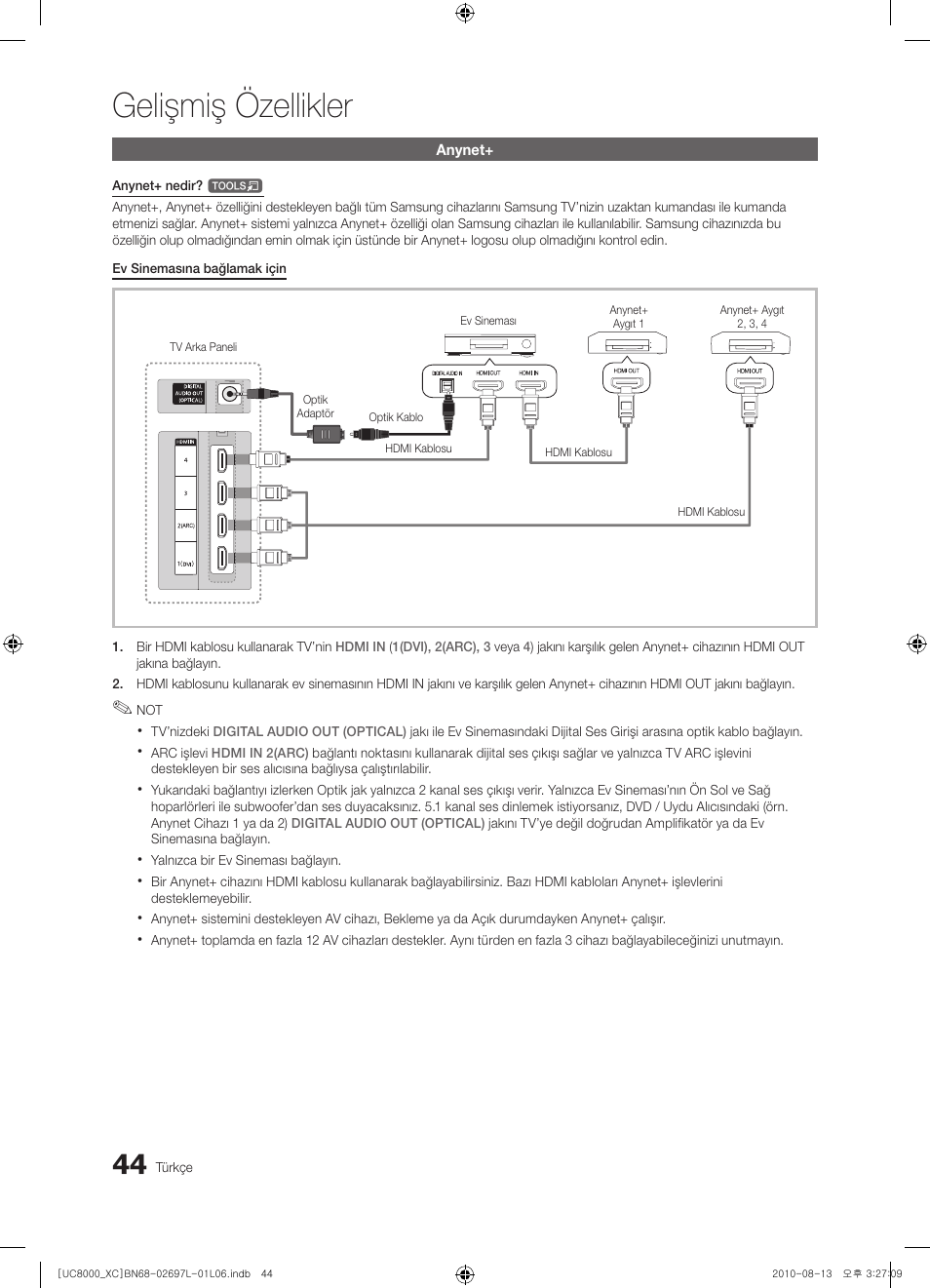 Gelişmiş özellikler | Samsung UE65C8000XW User Manual | Page 354 / 374