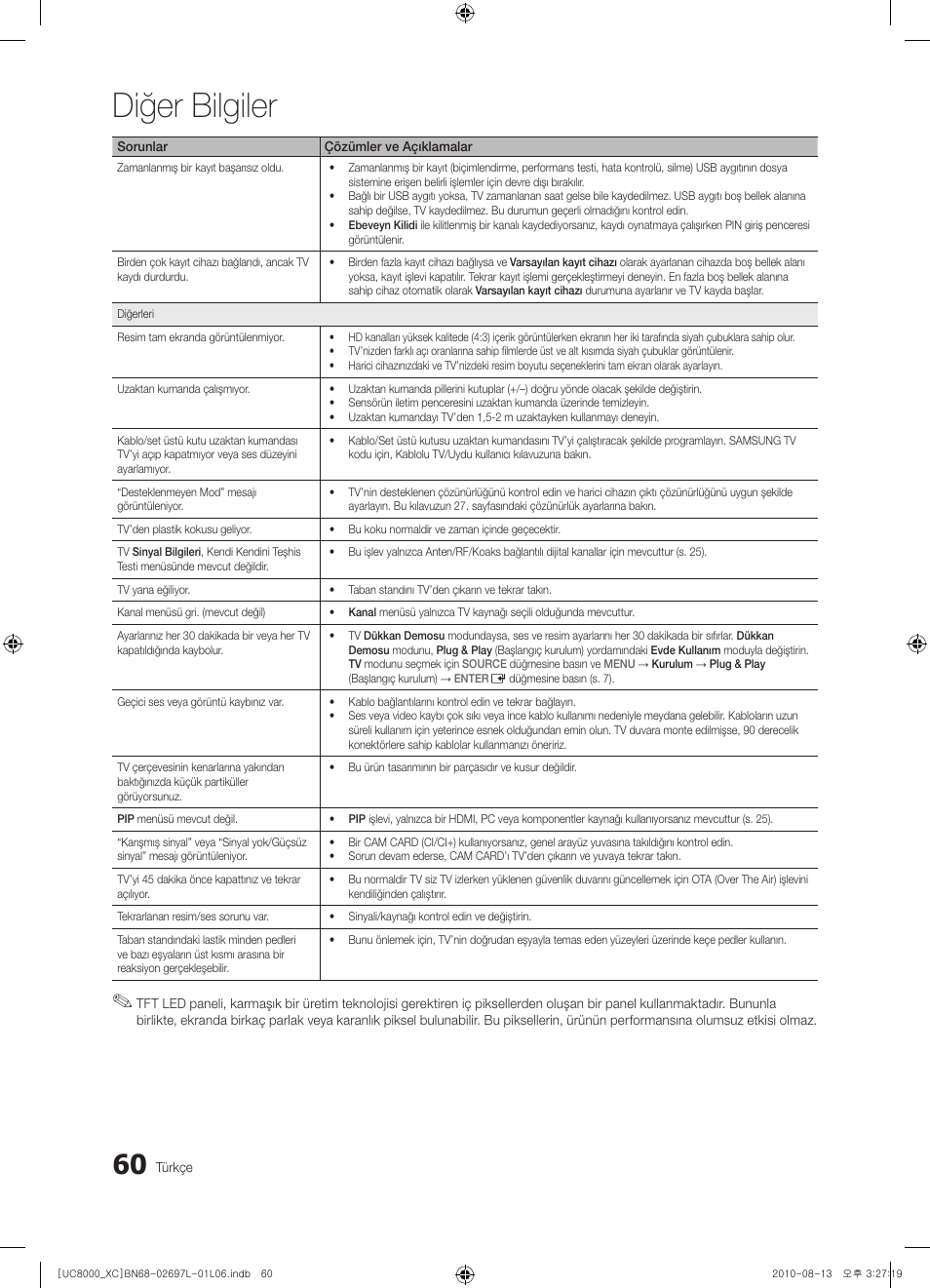 Diğer bilgiler | Samsung UE65C8000XW User Manual | Page 370 / 374