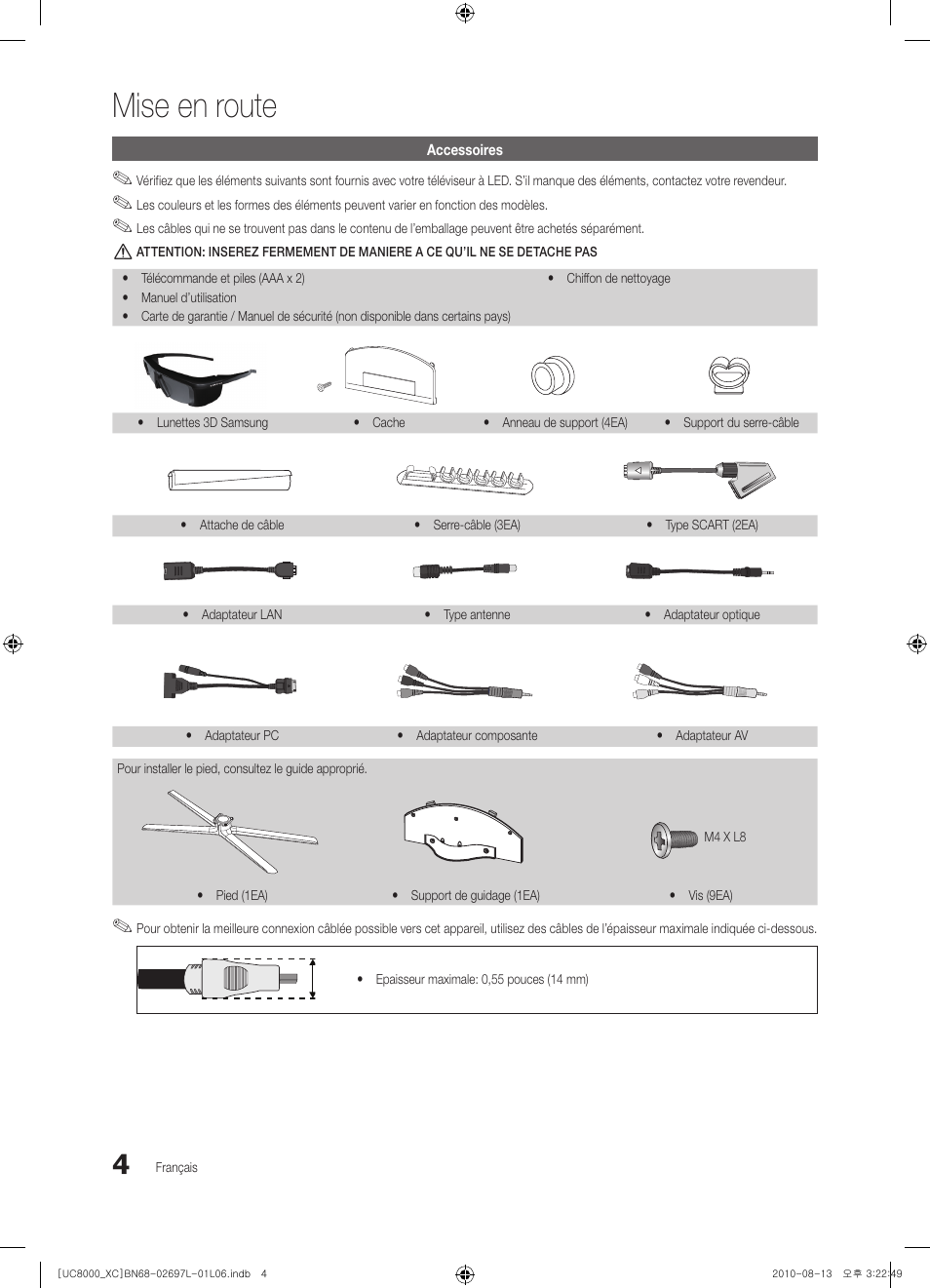 Mise en route | Samsung UE65C8000XW User Manual | Page 66 / 374