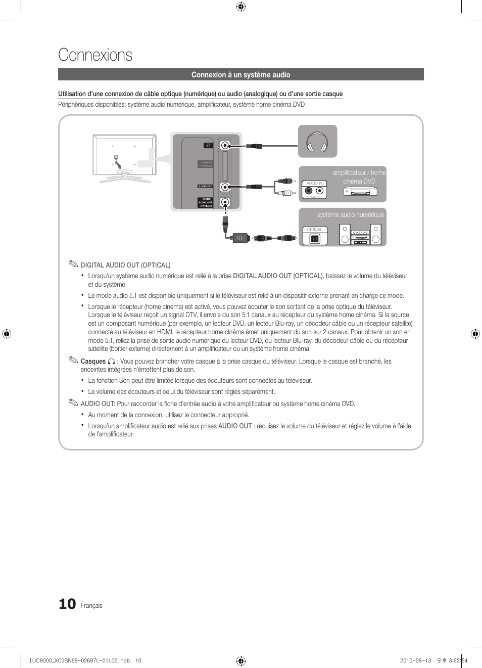 Connexions | Samsung UE65C8000XW User Manual | Page 72 / 374