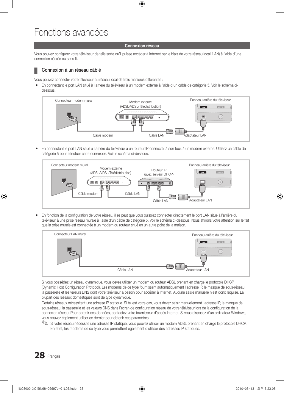 Fonctions avancées | Samsung UE65C8000XW User Manual | Page 90 / 374