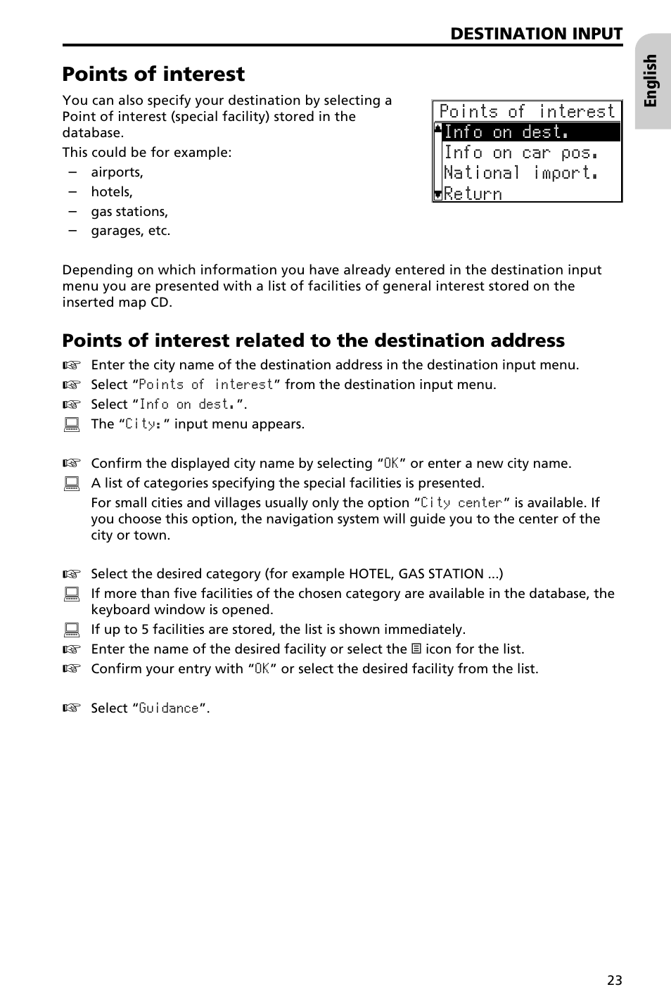Guidance 25, Points of interest | Audiovox NAV3000 User Manual | Page 23 / 98