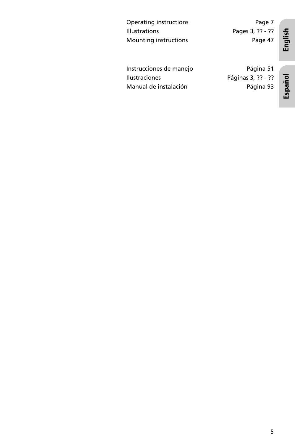 English, Español | Audiovox NAV3000 User Manual | Page 5 / 98