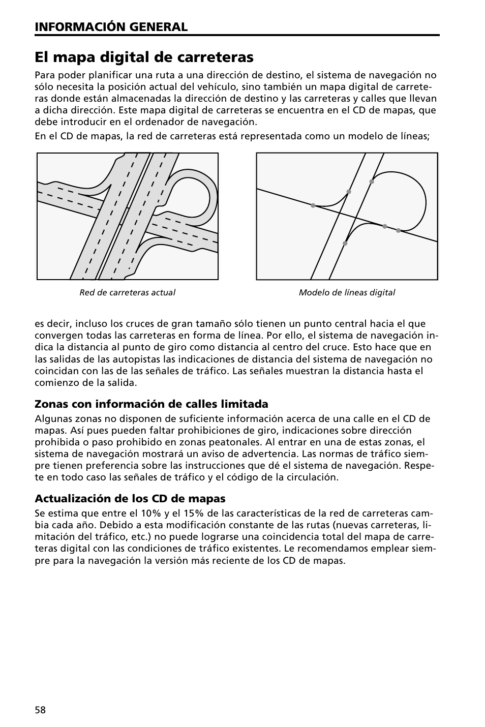 El mapa digital de carreteras, Información general | Audiovox NAV3000 User Manual | Page 58 / 98