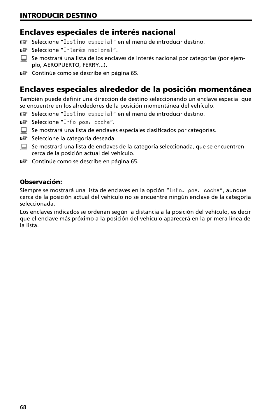Enclaves especiales de interés nacional | Audiovox NAV3000 User Manual | Page 68 / 98