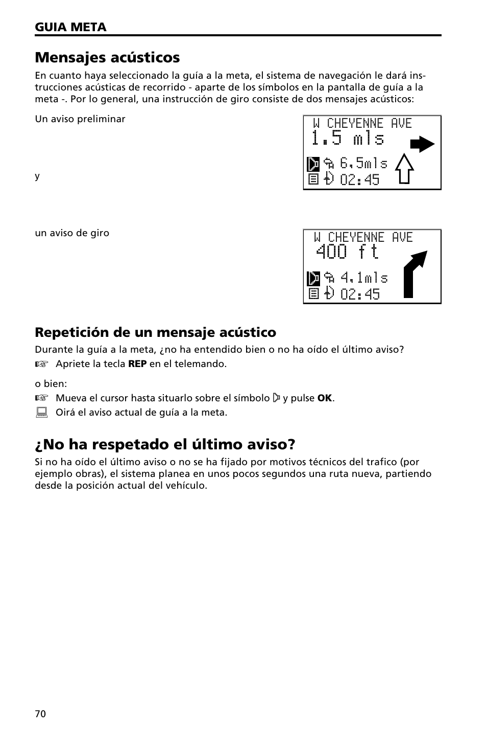 400 ft, 5 mls | Audiovox NAV3000 User Manual | Page 70 / 98