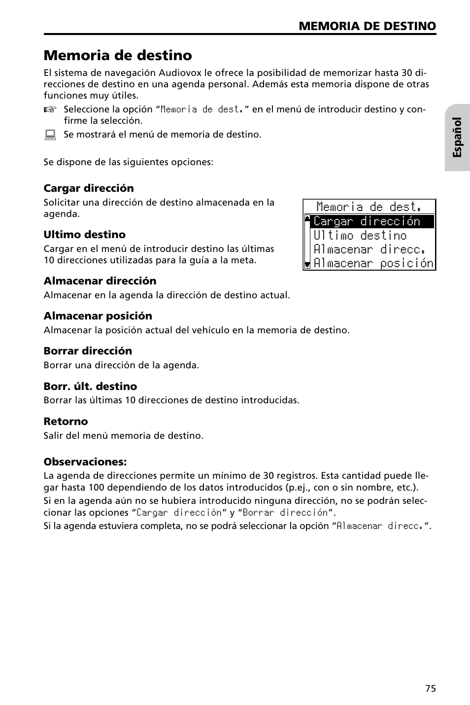 Audiovox NAV3000 User Manual | Page 75 / 98