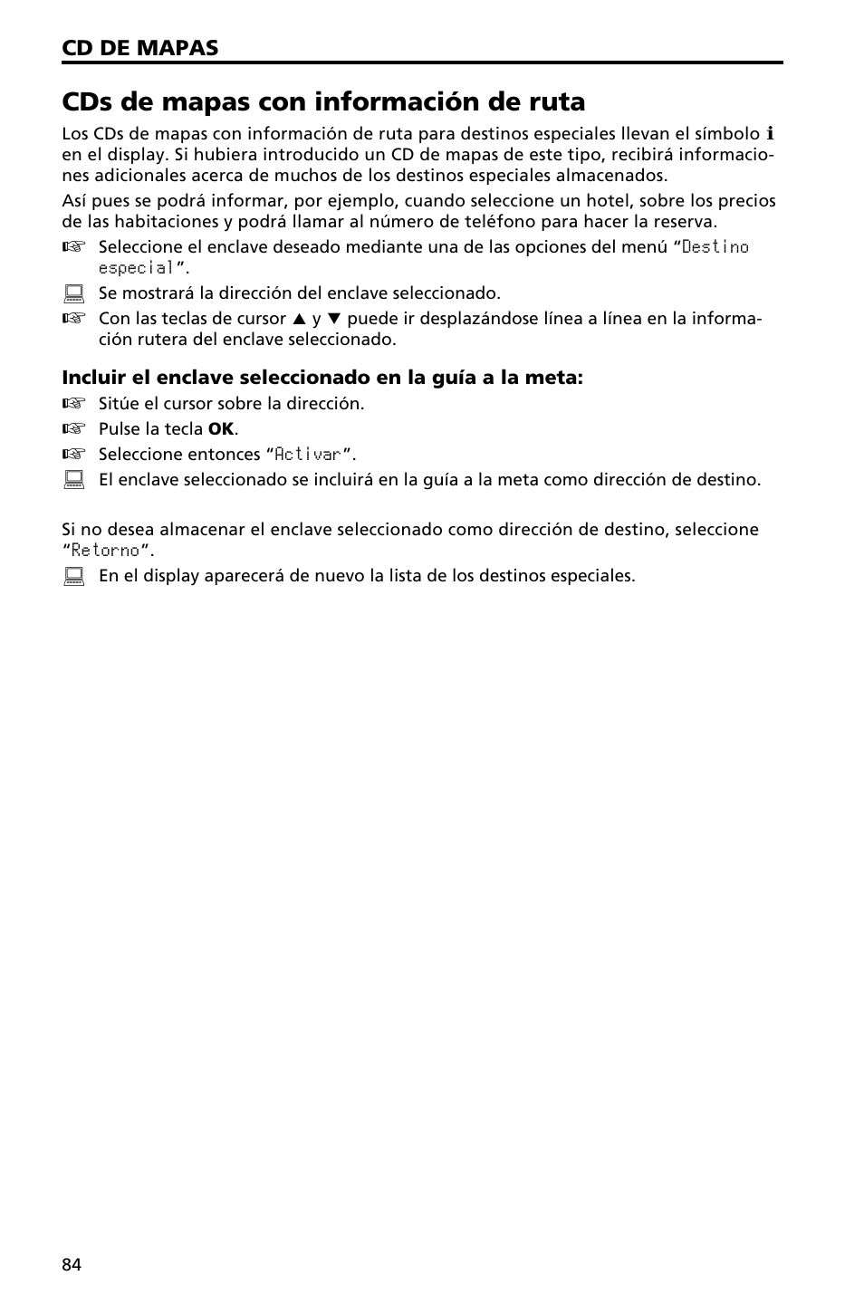 Cds de mapas con información de ruta | Audiovox NAV3000 User Manual | Page 84 / 98