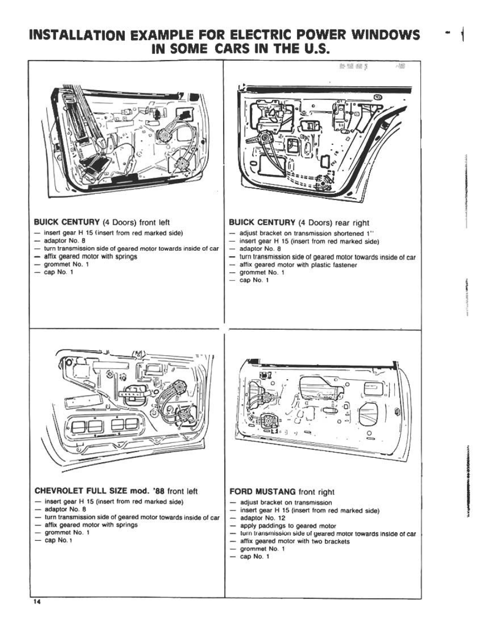 Installation example for electric power windows | Audiovox Automobile Accessories User Manual | Page 13 / 20