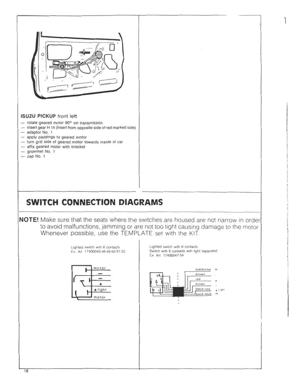 Switch connection diagrams | Audiovox Automobile Accessories User Manual | Page 17 / 20