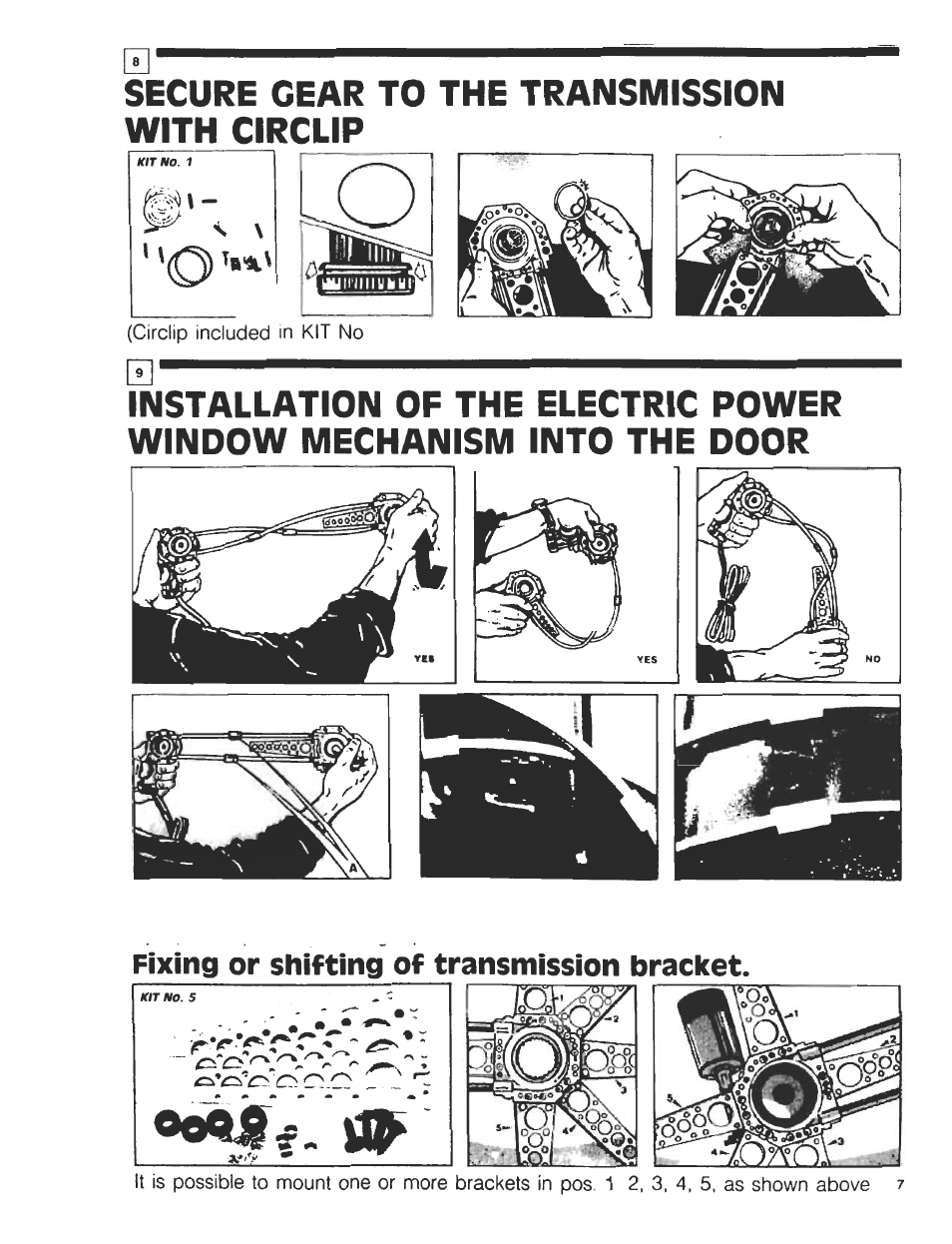 Secure gear to the transmission with circlip, Fixing or shifting of transmission bracket | Audiovox Automobile Accessories User Manual | Page 6 / 20