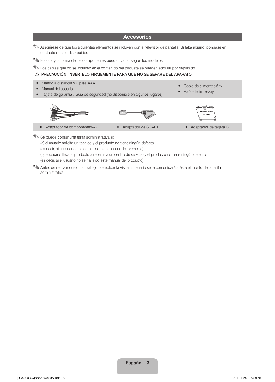 Accesorios | Samsung UE19D4020NW User Manual | Page 35 / 66