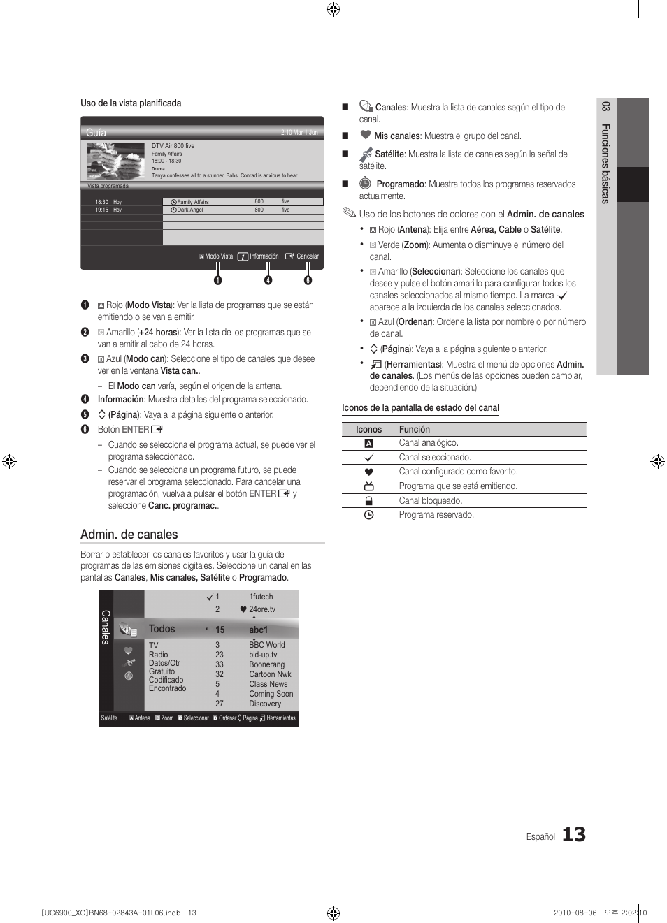 Admin. de canales | Samsung UE55C6900VS User Manual | Page 137 / 374