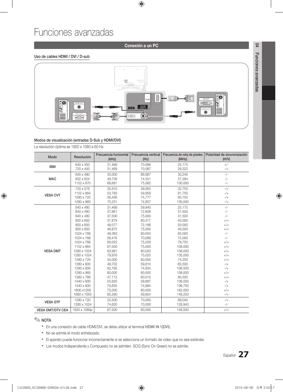 Funciones avanzadas | Samsung UE55C6900VS User Manual | Page 151 / 374