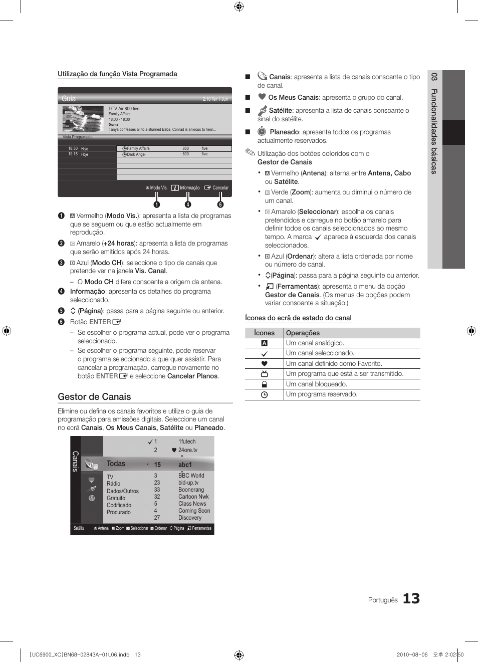 Gestor de canais | Samsung UE55C6900VS User Manual | Page 199 / 374