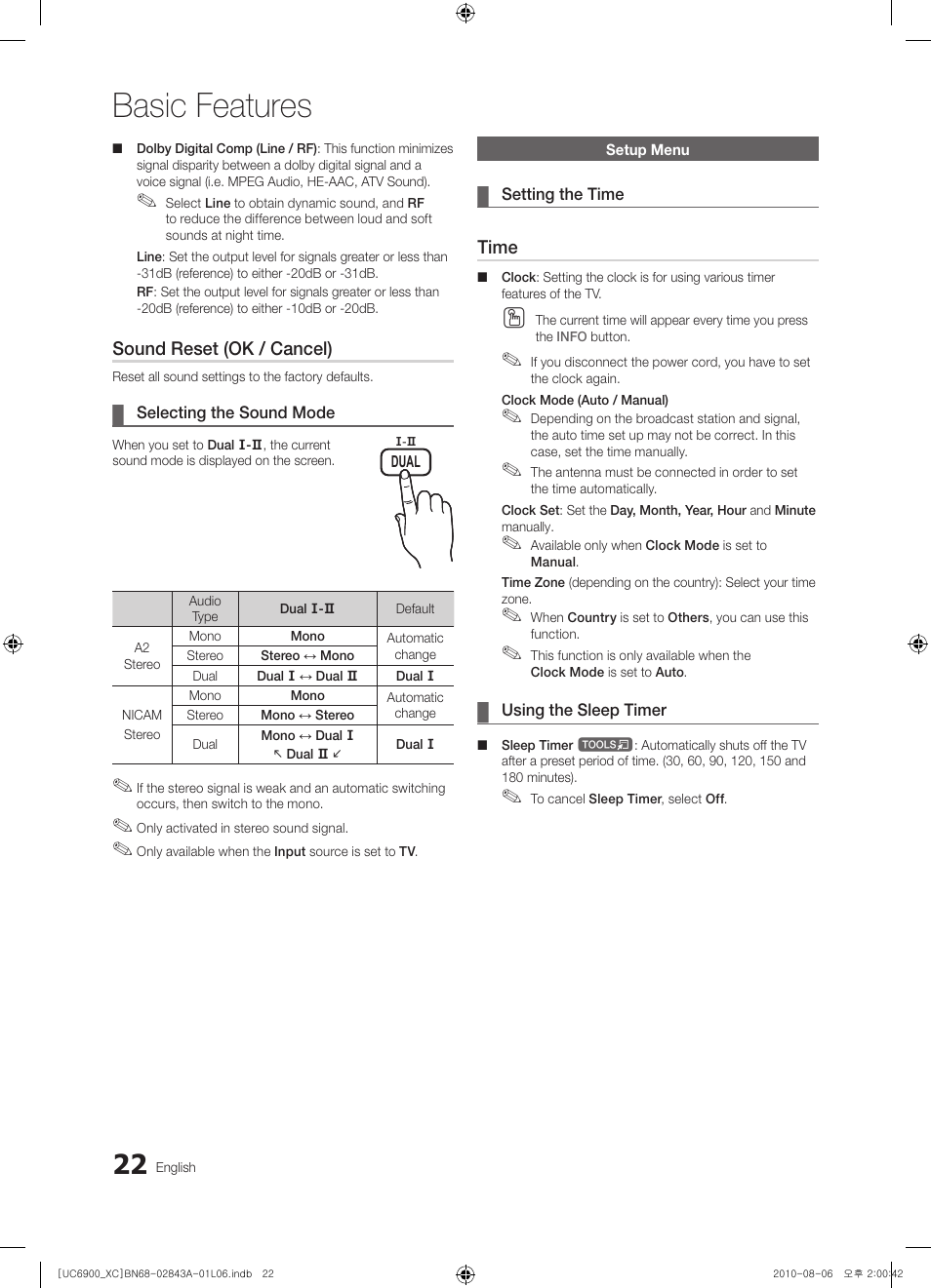 Basic features | Samsung UE55C6900VS User Manual | Page 22 / 374