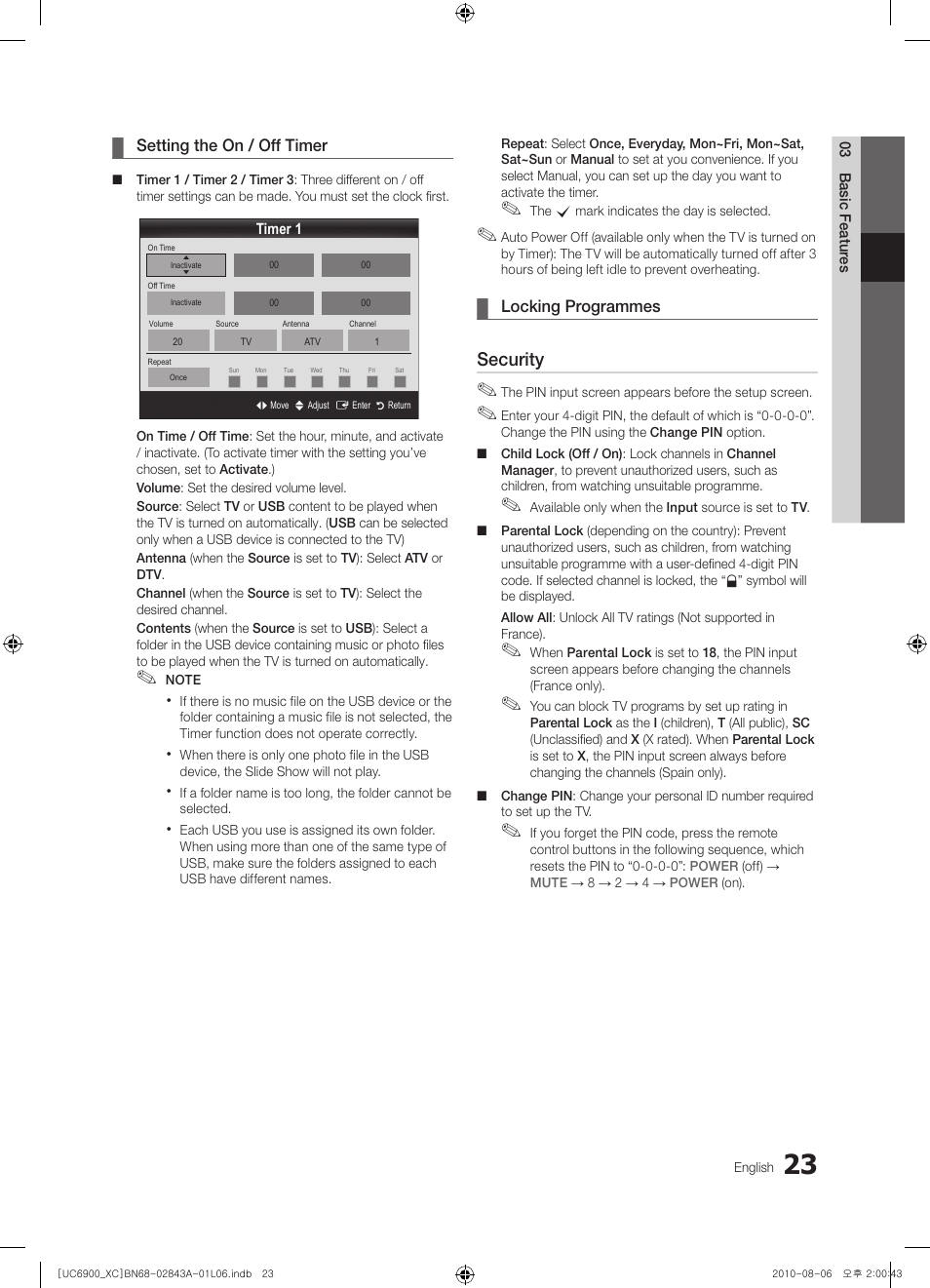 Security | Samsung UE55C6900VS User Manual | Page 23 / 374