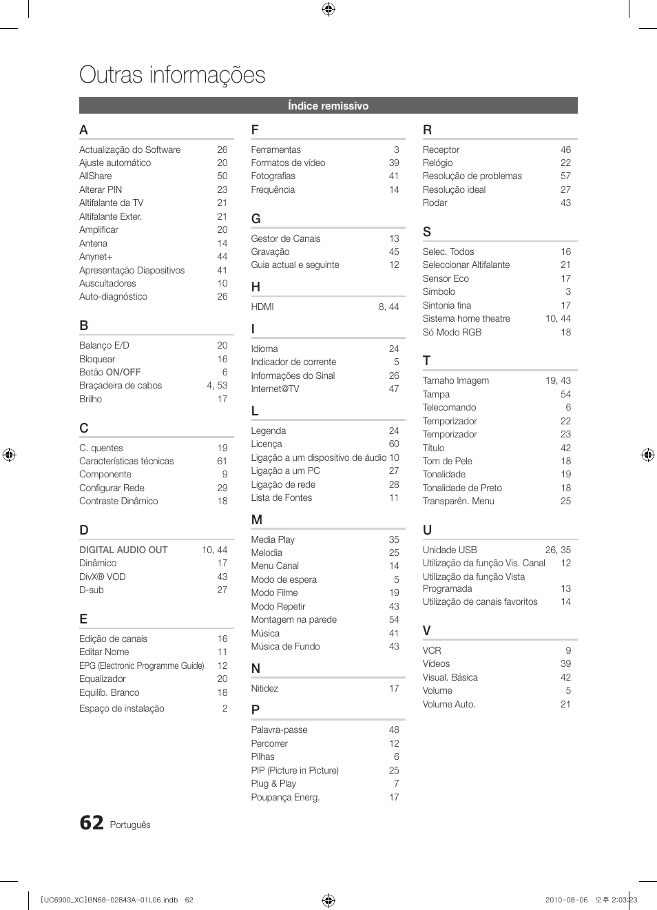 Outras informações | Samsung UE55C6900VS User Manual | Page 248 / 374