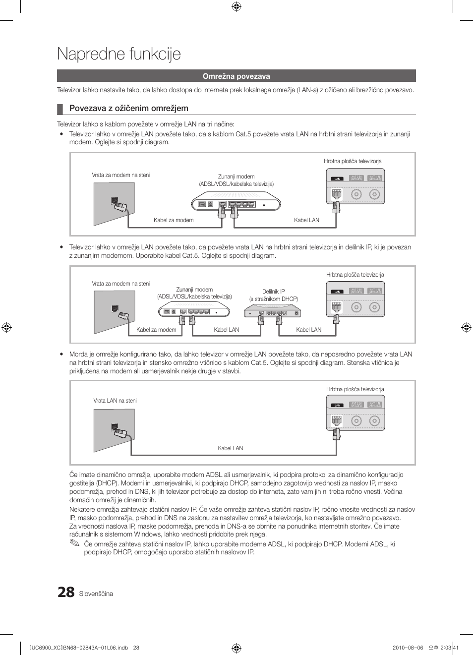 Napredne funkcije | Samsung UE55C6900VS User Manual | Page 276 / 374