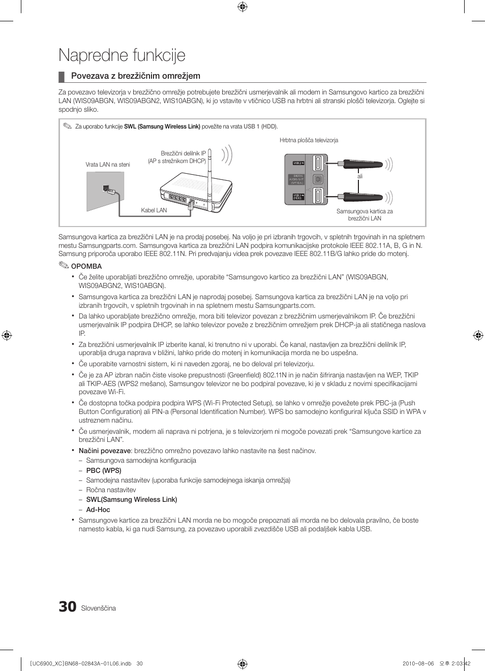 Napredne funkcije | Samsung UE55C6900VS User Manual | Page 278 / 374