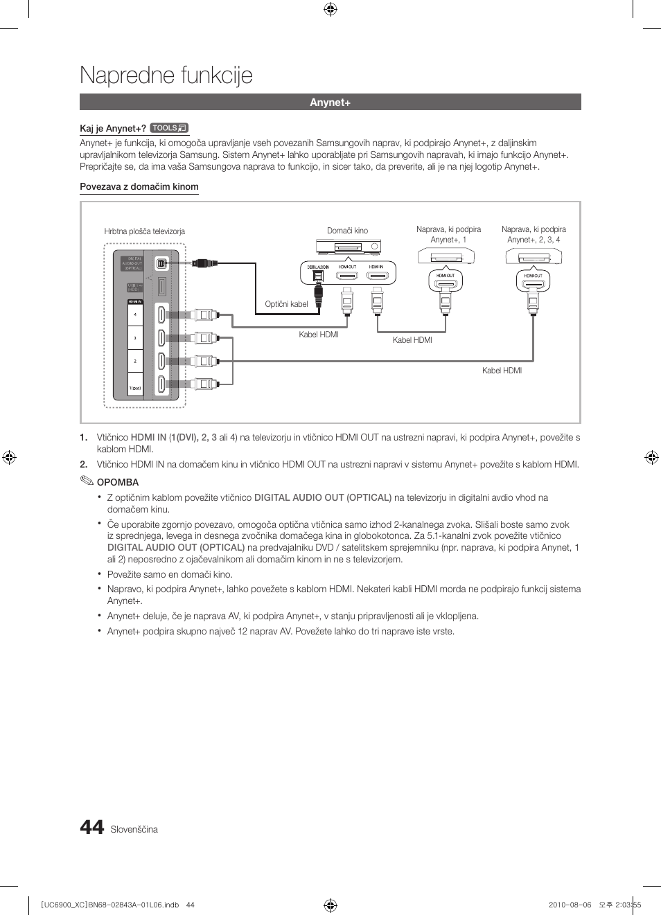 Napredne funkcije | Samsung UE55C6900VS User Manual | Page 292 / 374