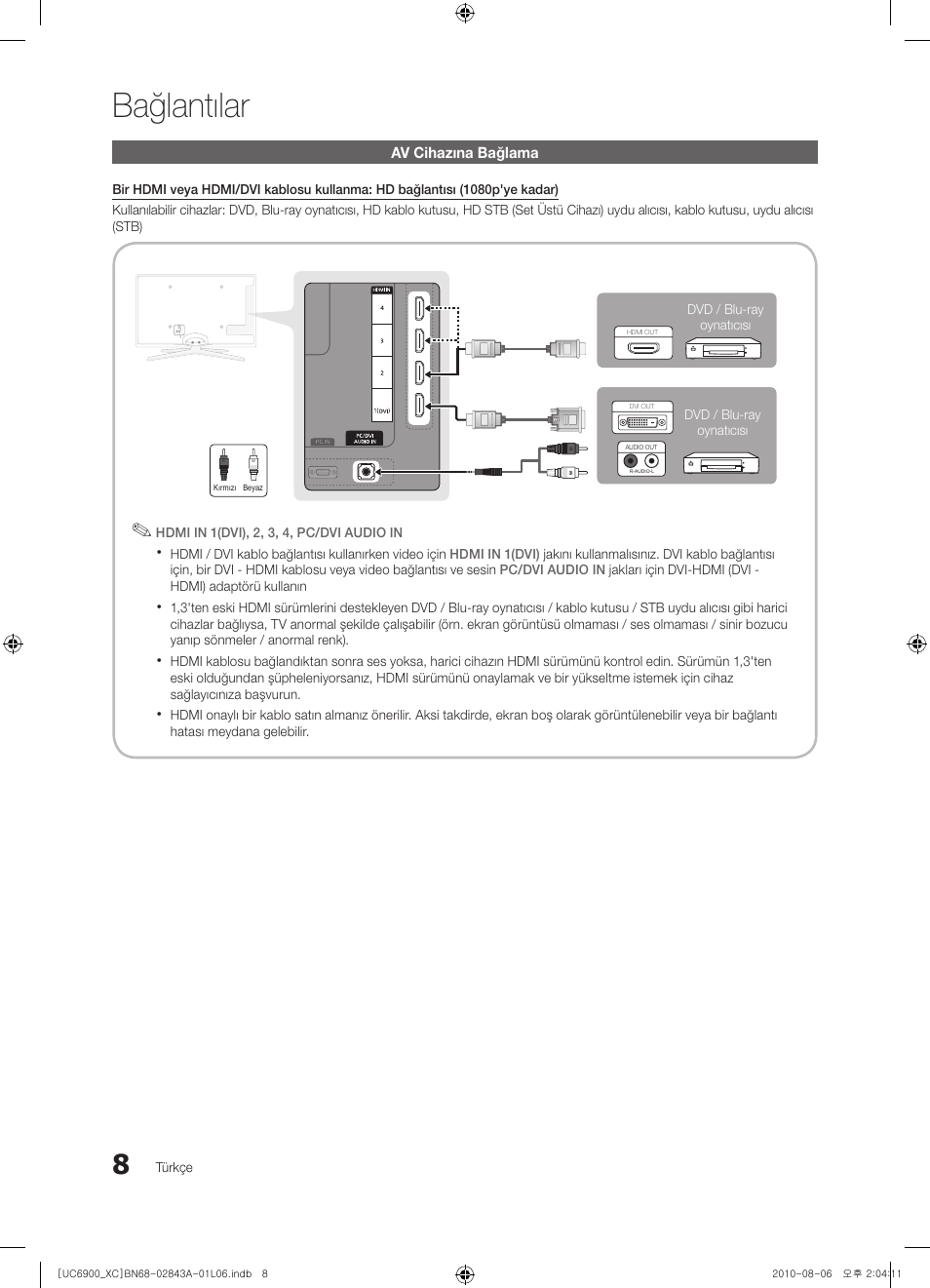 Bağlantılar | Samsung UE55C6900VS User Manual | Page 318 / 374