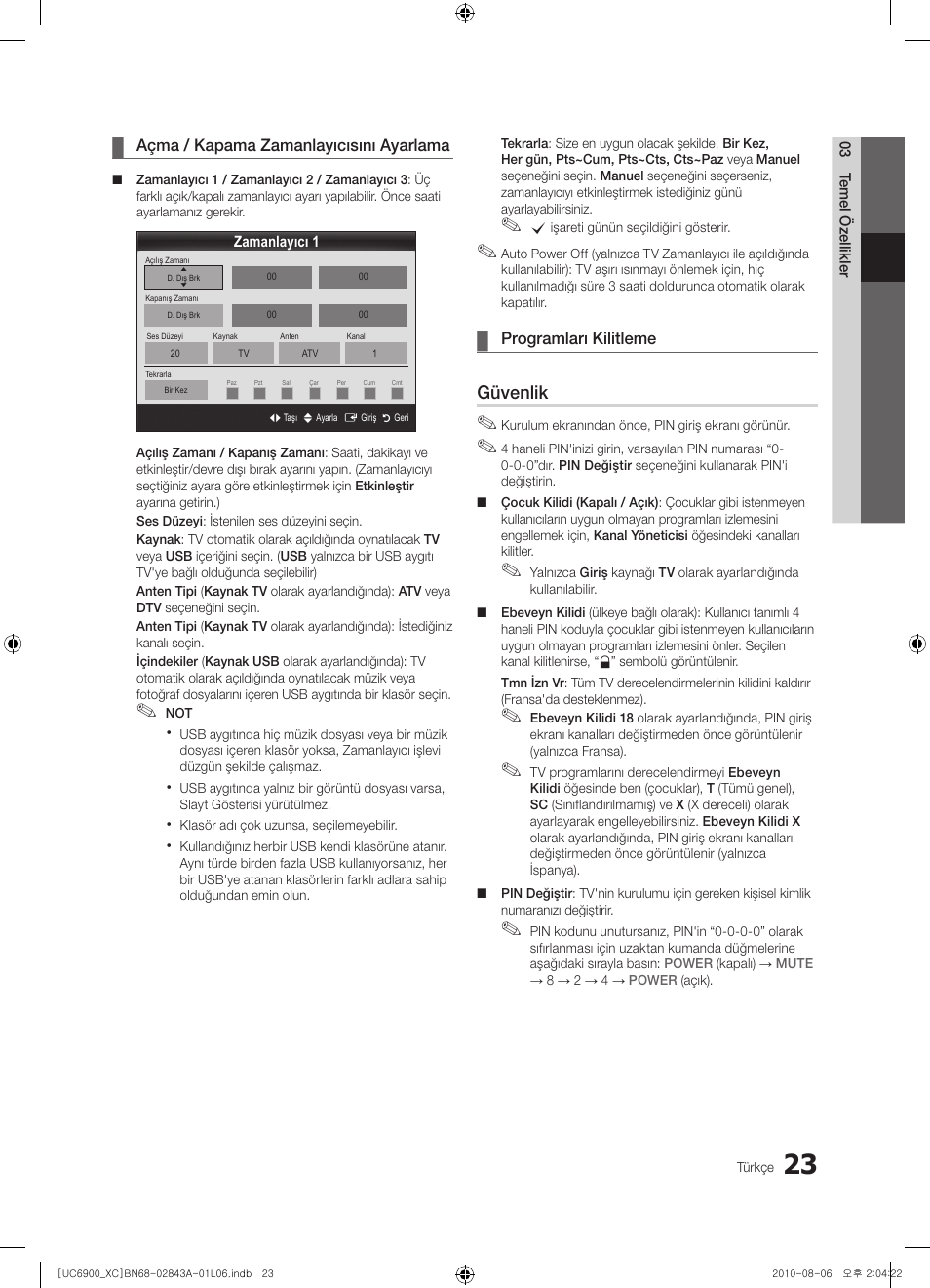 Güvenlik | Samsung UE55C6900VS User Manual | Page 333 / 374