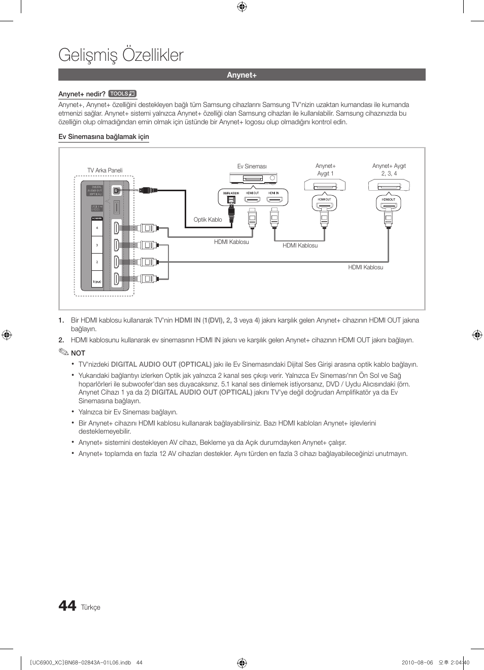 Gelişmiş özellikler | Samsung UE55C6900VS User Manual | Page 354 / 374