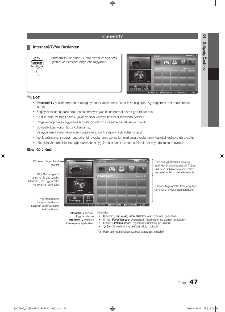 Internet@tv'ye başlarken | Samsung UE55C6900VS User Manual | Page 357 / 374