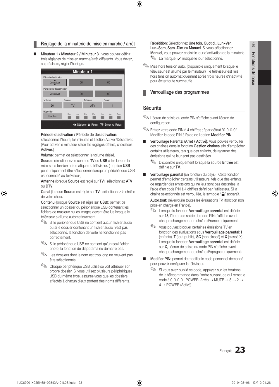 Sécurité | Samsung UE55C6900VS User Manual | Page 85 / 374