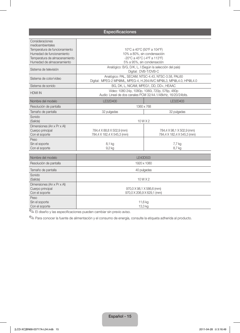 Samsung LE32D400E1W User Manual | Page 43 / 57