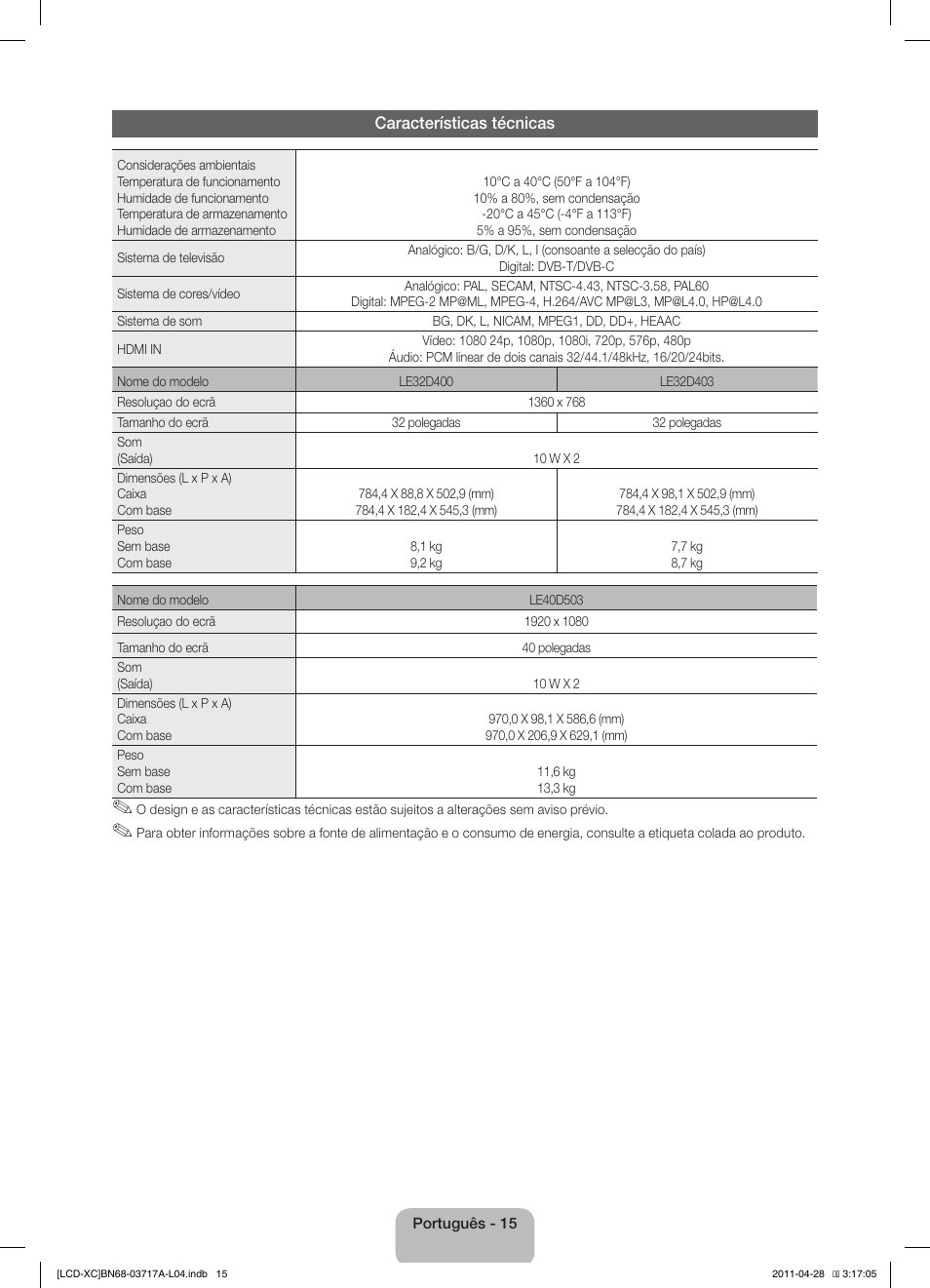 Samsung LE32D400E1W User Manual | Page 57 / 57