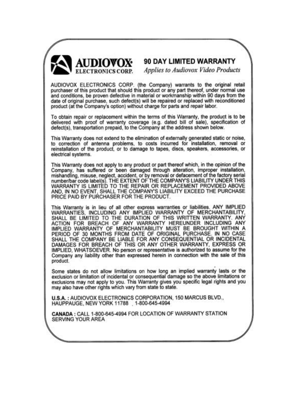 Audiotox | Audiovox D1810 User Manual | Page 32 / 32
