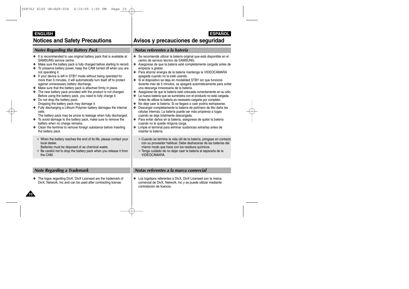 Samsung VP-X110L User Manual | Page 10 / 137