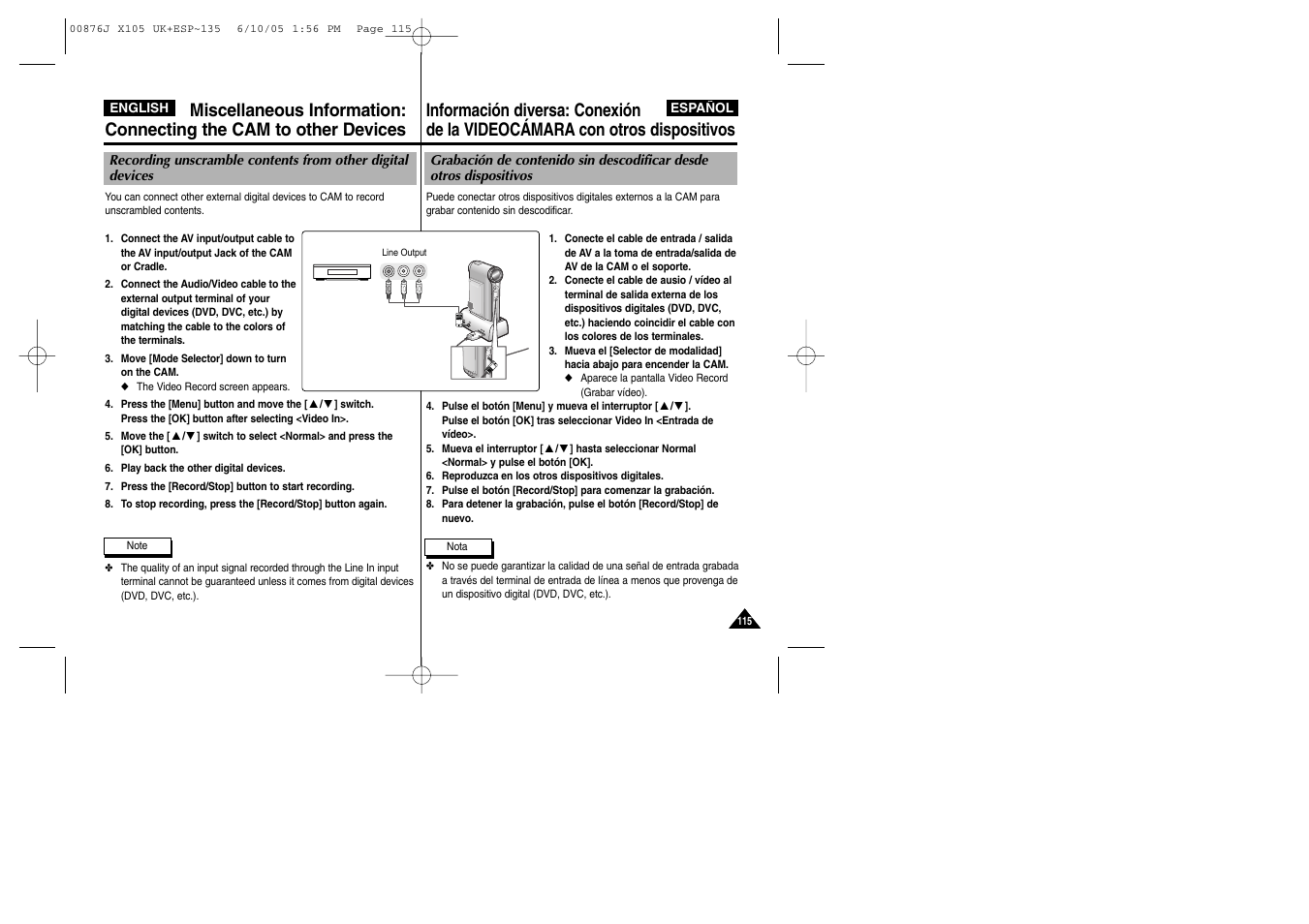 Samsung VP-X110L User Manual | Page 115 / 137