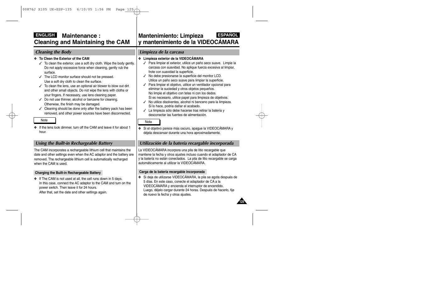 Samsung VP-X110L User Manual | Page 125 / 137