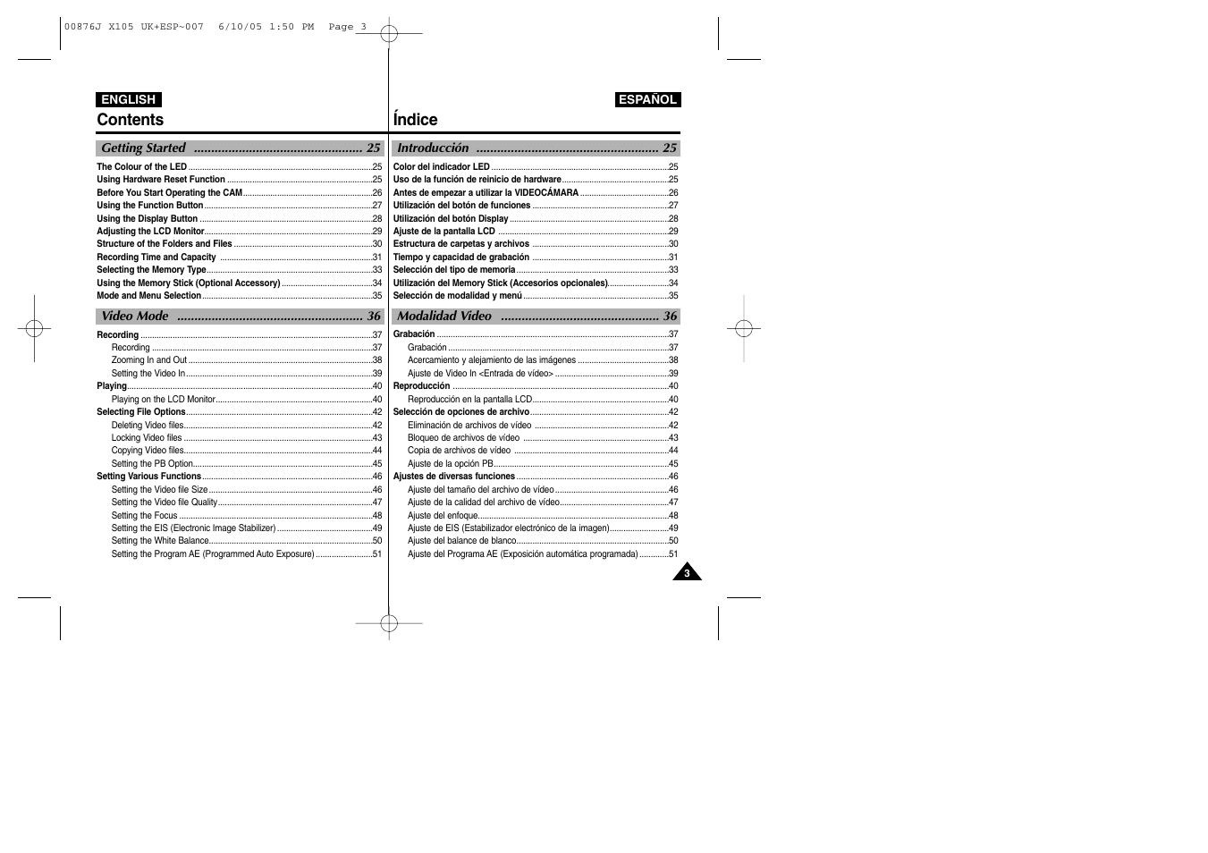 Contents índice | Samsung VP-X110L User Manual | Page 3 / 137