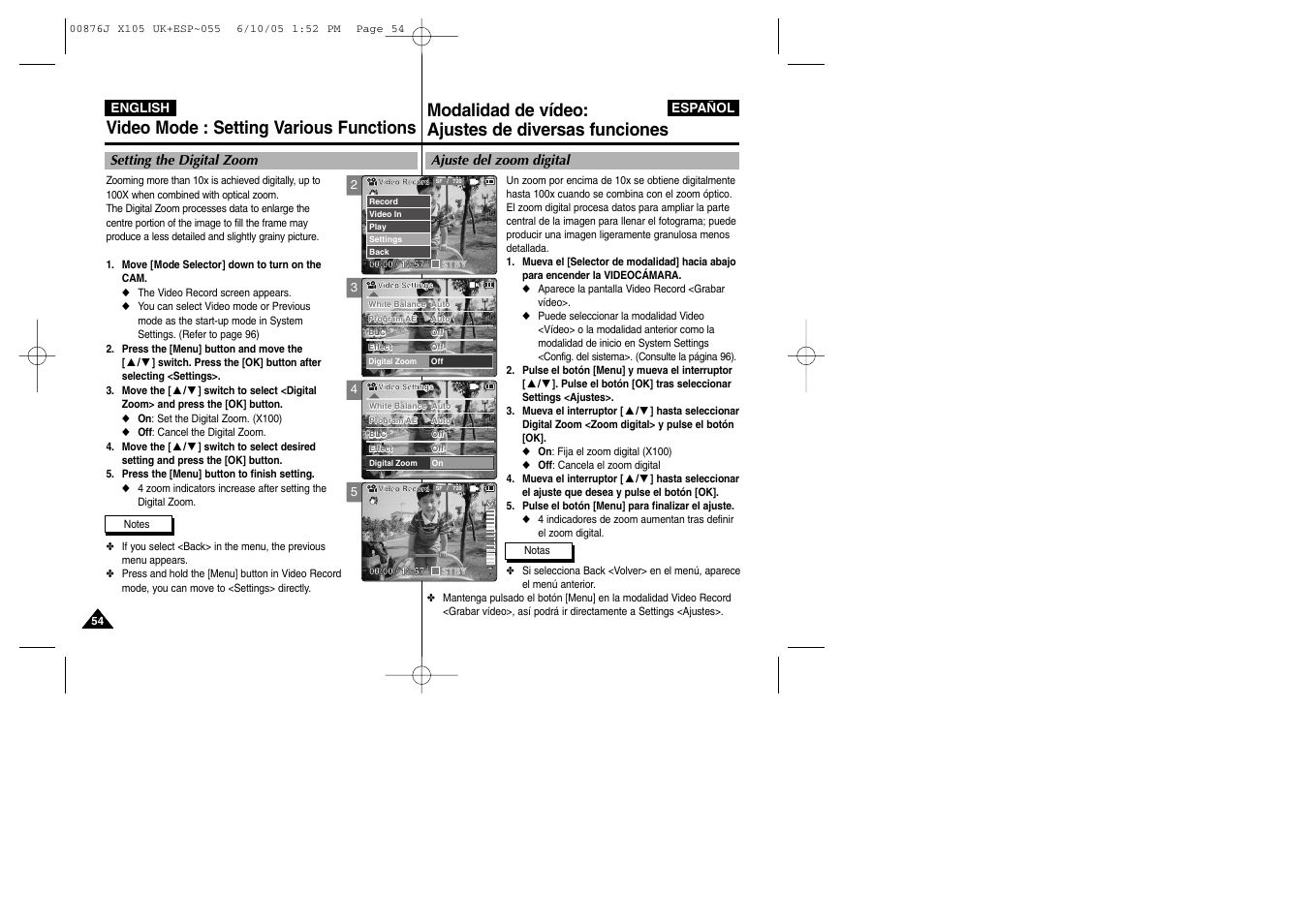 Samsung VP-X110L User Manual | Page 54 / 137