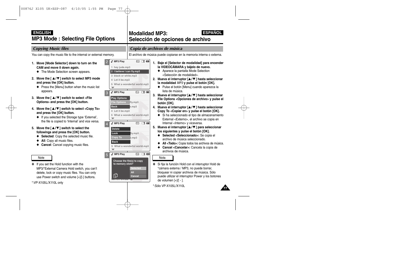 Samsung VP-X110L User Manual | Page 77 / 137